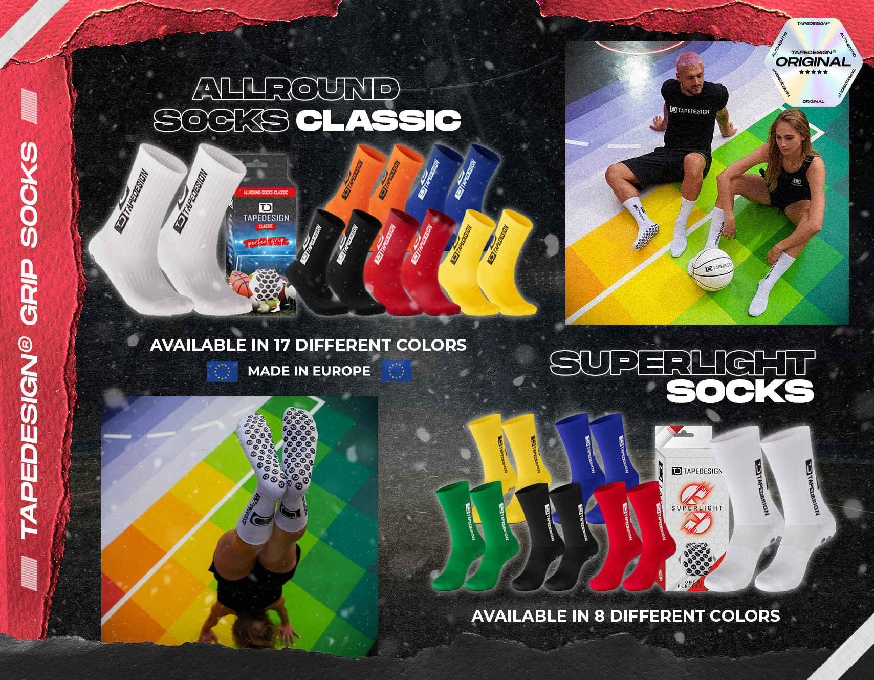 TAPEDESIGN Allround Classic Crew Soccer Grip Sock - Black – PASTE